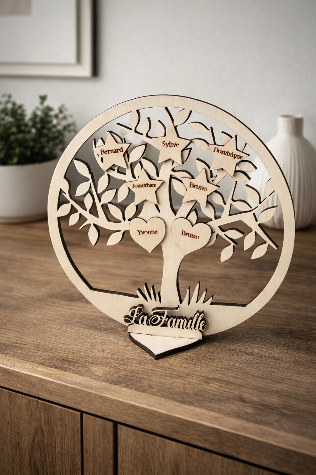 Arbre de famille en bois personnalisé