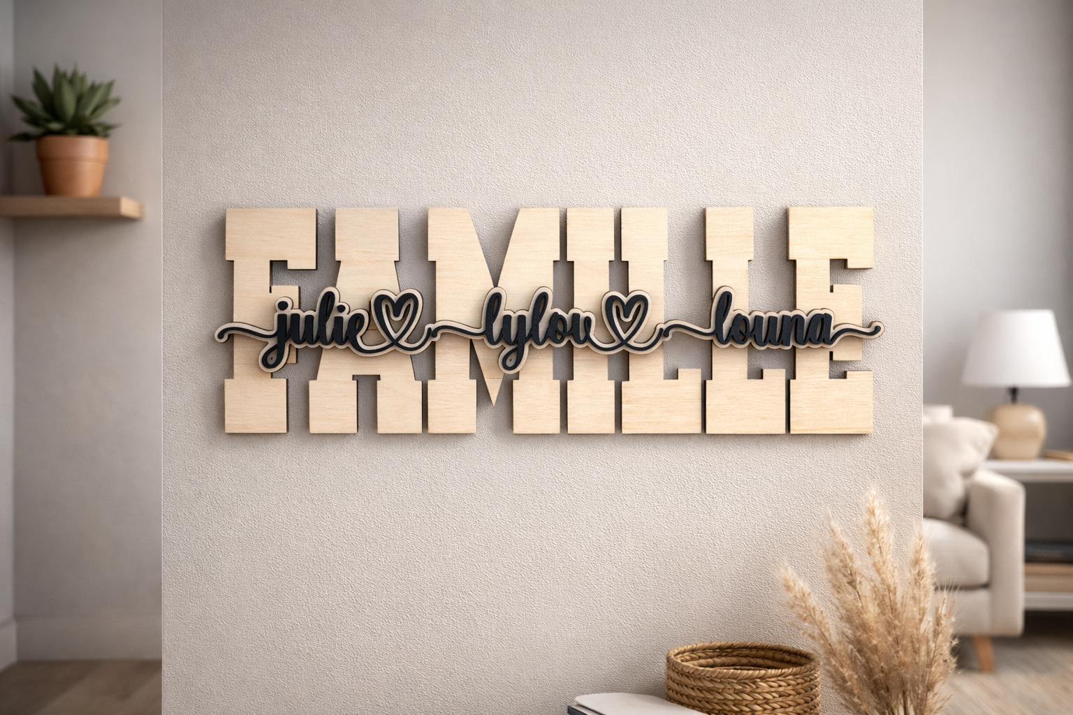 écoration murale en bois “Famille” personnalisée