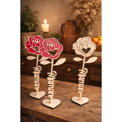 Rose décorative en bois personnalisée