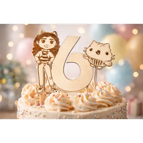 Cake topper anniversaire personnalisé en bois