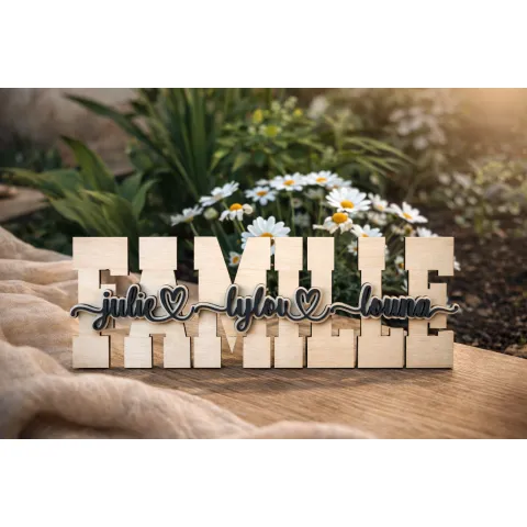 écoration murale en bois “Famille” personnalisée