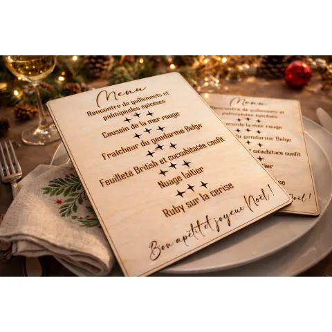 Menu de table en bois personnalisé
