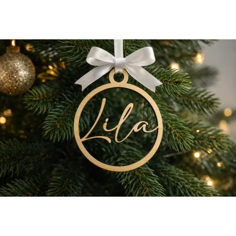 Boule de Noël personnalisée en bois