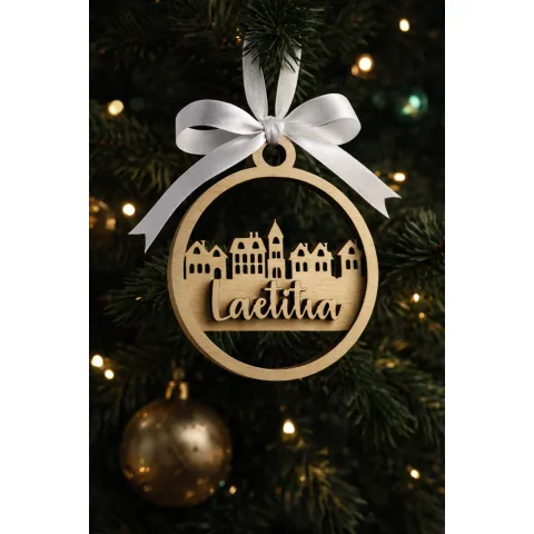 Boule de Noël personnalisée en bois