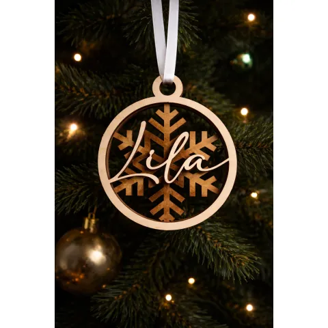 Boule de Noël personnalisée en bois