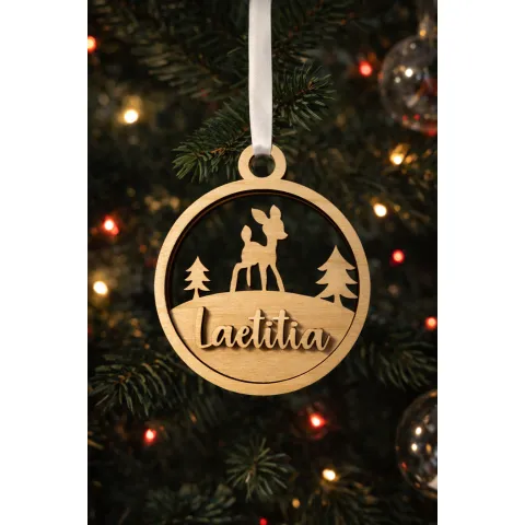 Boule de Noël personnalisée en bois