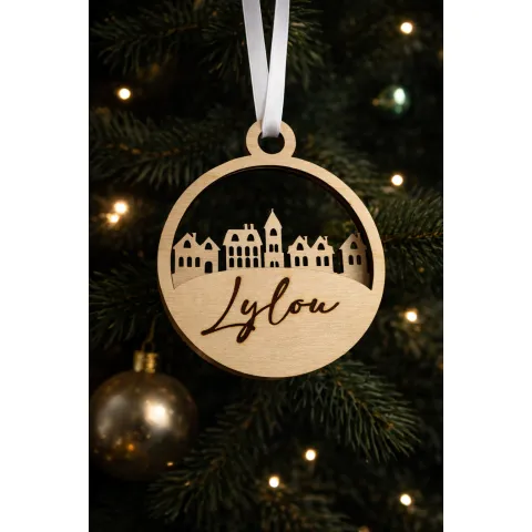 Boule de Noël personnalisée en bois