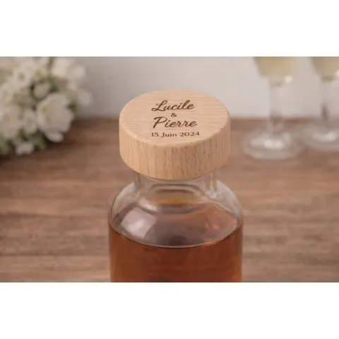 Bouchon de bouteille de vin personnalisé en bois gravé